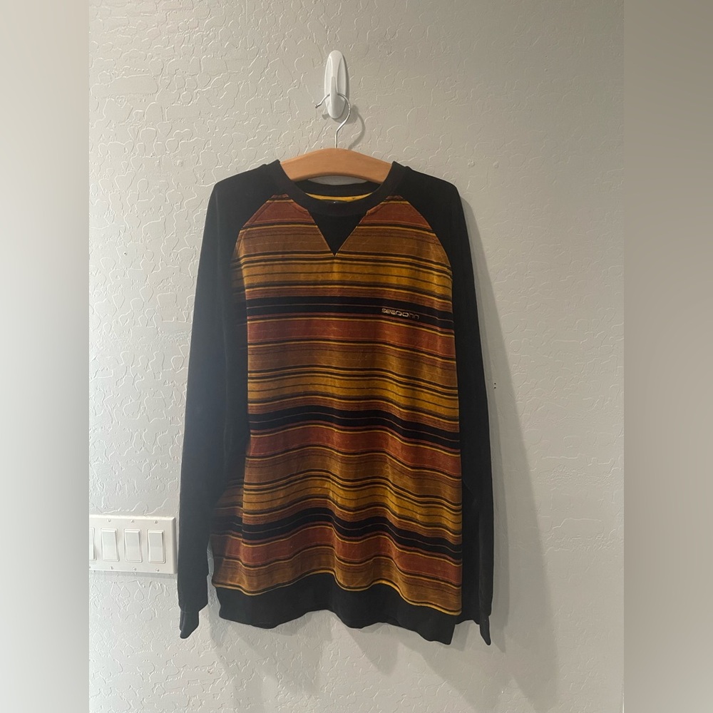 Vintage Y2K‎ Sean John Striped Velour Pullover Size 2XL